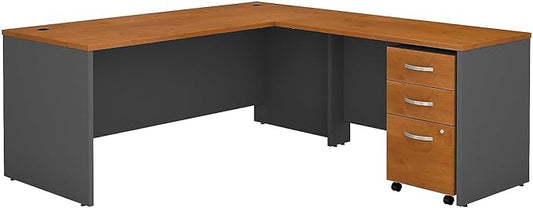 Bush Business Furniture Series C 72W L Shaped Desk with 48W Return and Mobile File Cabinet in Natural Cherry