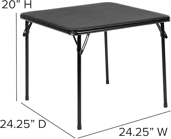 Flash Furniture Mindy Folding Kids Table with Vinyl Padded Top, Children's Square Activity Table for Daycare and Classrooms, Black