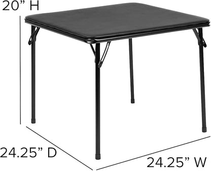 Flash Furniture Mindy Folding Kids Table with Vinyl Padded Top, Children's Square Activity Table for Daycare and Classrooms, Black