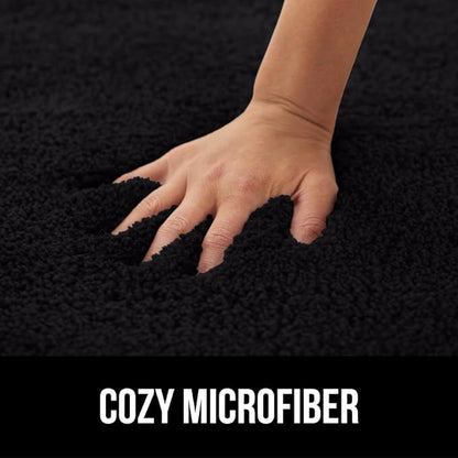 GORILLA GRIP Bathroom Rugs, 42x24, Ultra Soft Absorbent Mat, Thick Plush Bath Rug, Machine Washable, Microfiber Quick Dry, Mats for Shower, Bathtub and Floor, Home Decor Accessories, Black