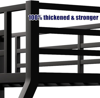 Stronger & Higher Quality Heavy Duty Steel Bunk Bed Twin XL Over Queen Size Bunkbed, Thickened Safer More Stable Metal Queen Bunk Bed Frame (Faster Assembly) (Twin XL Over Queen)