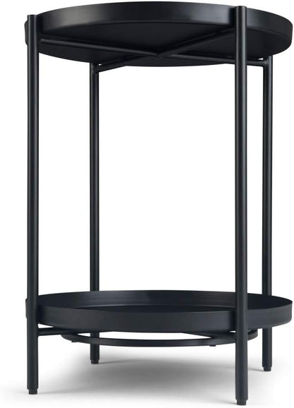 SIMPLIHOME Monet Industrial 17 inch Wide Metal End Table in Black for the Living Room and Bedroom