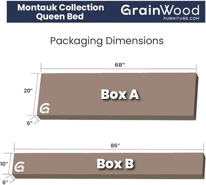 Grain Wood Furniture Montauk Solid Wood Bed, Queen Size, Driftwood