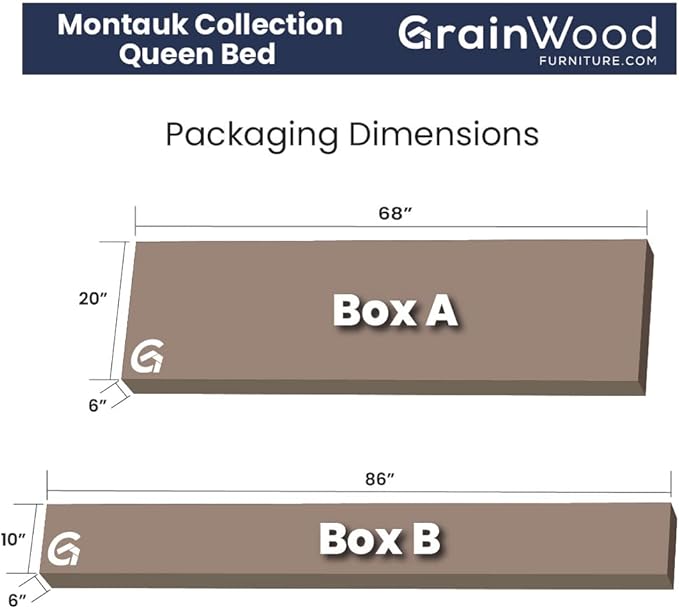 Grain Wood Furniture Montauk Solid Wood Bed, Queen Size, Farmhouse Black