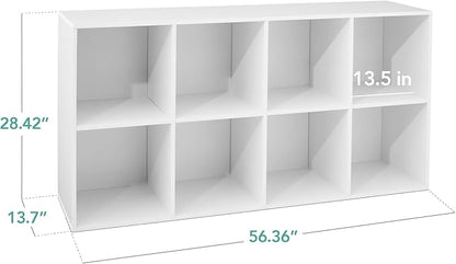 Best Choice Products 8-Cube Storage Organizer, 13.5in Shelf Opening, Bookcase, Display Shelf, Customizable w/ 2 Removable Back Panels – White