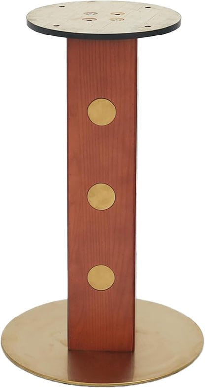 Sintered Stone Office Table - 33.5" Round Surface for Small Offices (Red Leg and Pandora Top, 1 Table Only)