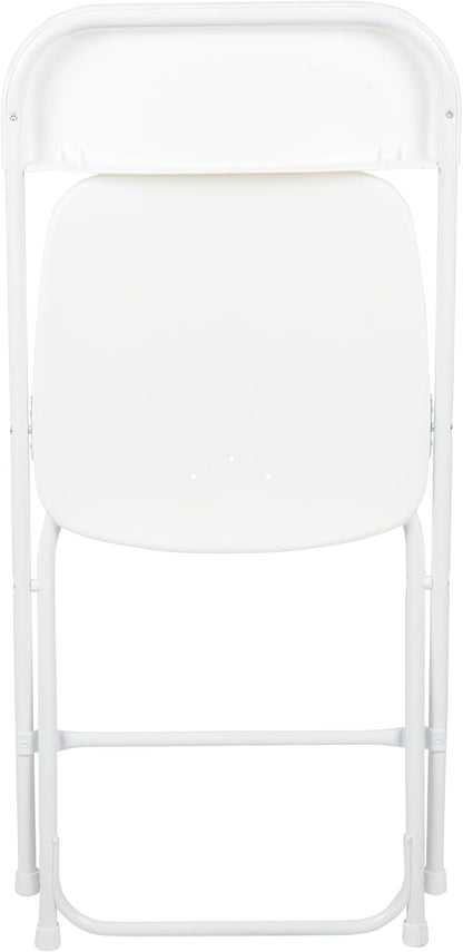 Flash Furniture Hercules Set of 10 Indoor/Outdoor Heavy-Duty Plastic Folding Chairs, Foldable Commercial Stacking Chairs with 650-lb. Static Weight Capacity, White