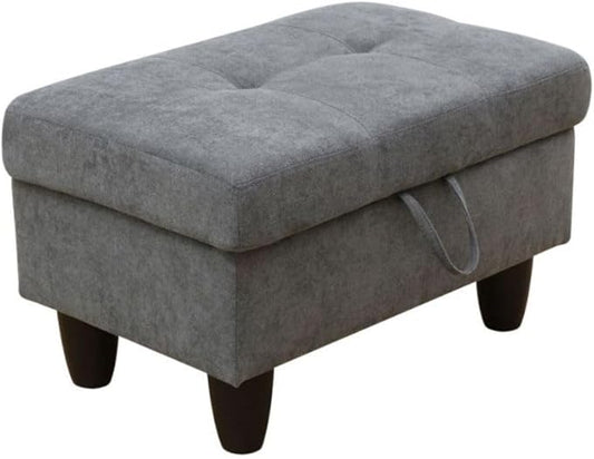 Ottoman Storage Ottoman Bench Flannel Footrest Footstool with Hinged Lid for Living Room, Bedroom, Entryway, Dark Grey, 28.5"X19"X17.5"