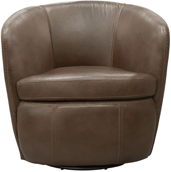 Pemberly Row Vintage Brown All Italian Leather Swivel Club Chair