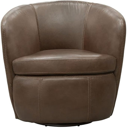 Pemberly Row Set of 2 Vintage Brown All Italian Leather Swivel Club Chair