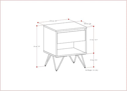 SIMPLIHOME Hunter 20 inch Wide Industrial Modern Nightstand in Walnut for the Living Room and Bedroom