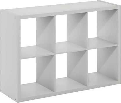 Furinno CUBICLE Book Shelf, 6-Cube Thick Frame Bookshelf, Horizontally & Vertically Reversible Bookcase with Open Back, 14.6 x 43.8 x 30, for Living Room, Bedroom, Home Office, Light Grey