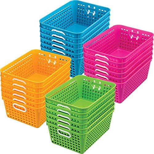 Really Good Stuff Large Plastic Book Baskets, 13.25" by 10" by 5.5" - 12 Pack, Green, Classroom Library Organizer, Toy Storage, Multi-Purpose Organizer Basket