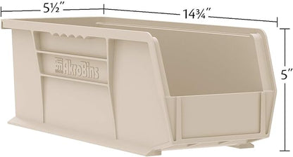 Akro-Mils 30234 AkroBins Plastic Storage Bins, Space-Saving Stackable Bins for Garage, Pantry, Craft Organization, 15" x 5" x 5", Yellow, 12-Pack