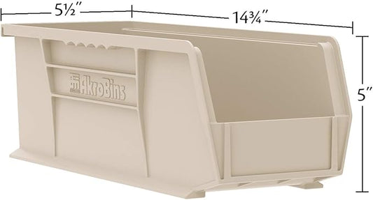 Akro-Mils 30234 AkroBins Plastic Storage Bins, Space-Saving Stackable Bins for Garage, Pantry, Craft Organization, 15" x 5" x 5", Blue, 12-Pack