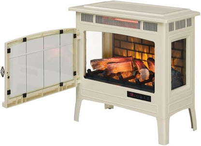 duraflame Freestanding Electric Fireplace Stove Heater with 3D Flame Effect for 1,000 Sq. Ft. Room, Cream