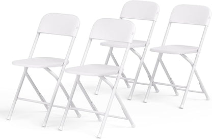 Magshion Plastic Folding Chairs 4 Pack White Foldable Dinning Chairs for Wedding Parties Event Outdoor Indoor Lightweight Chair 330lbs Capacity