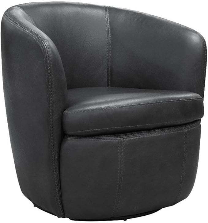 Pemberly Row Vintage Slate All Italian Leather Swivel Club Chair
