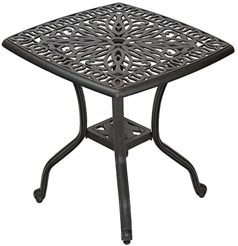 Elizabeth Cast Aluminum Powder Coated 5pc Outdoor Adjustable Club Chair Set with 21" Square Table - Antique Bronze