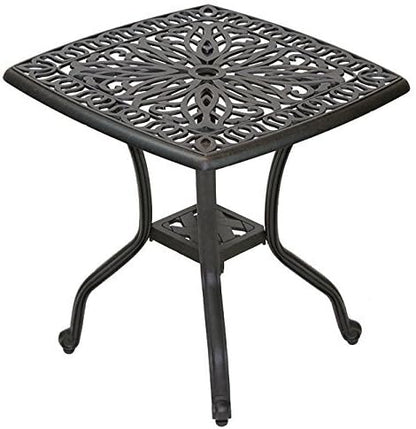 Elizabeth Cast Aluminum Powder Coated 5pc Outdoor Adjustable Club Chair Set with 21" Square Table - Antique Bronze