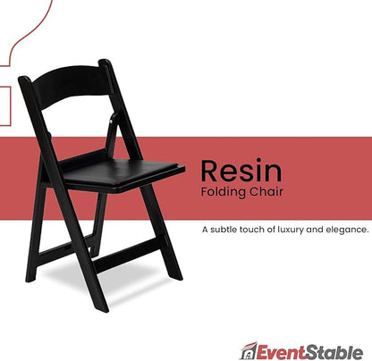 EventStable Titan PRO Resin Folding Chair - Black Indoor/Outdoor Lightweight Foldable Chair - Vinyl Padded Folding Chair for Weddings Parties Events - 100 Pack