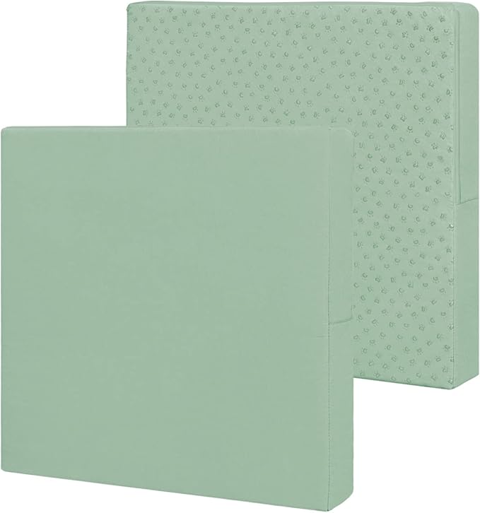 Easy-Going Waterproof Patio Cushion Covers 24x24x4 inch 2 Pack Replacement Non-Slip Outdoor Seat Cushion Slipcover with Zipper. Greyish Green