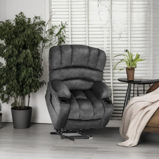 DURASPACE Power Lift Recliner Electric Lift Massage Recliner Chairs with Heat, Large Shell Velvet Backrest Lift Chair Recliners for Elderly, Seniors (Gray)