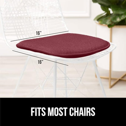GORILLA GRIP Slip Resistant Chair Cushions, No Ties Required, Memory Foam Pads for Dining Room, Kitchen Table, Office, Rocking Chairs, Plush Seat Cover Cushion Pad, Home Decor, Set of 4 16x16, Wine