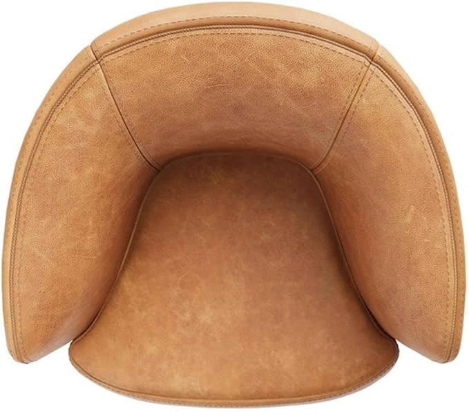 Pemberly Row Genuine Italian Leather Brown Swivel Club Chair (Two Pack)