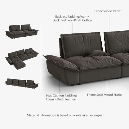 POVISON Oversized Modular Sectional Sailboat Sofa for Living Room with Adjustable Backrest Sectional Couches Large Deep Sofa Set 3 Seats Big Comfy Cloud Couch for House Office
