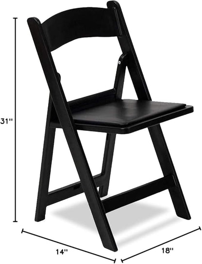 EventStable Titan PRO Resin Folding Chair - Black Indoor/Outdoor Lightweight Foldable Chair - Vinyl Padded Folding Chair for Weddings Parties Events - 4 Pack