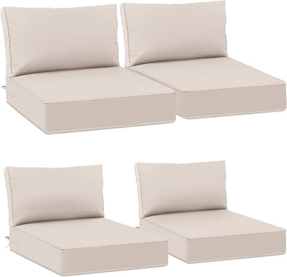 AAAAAcessories Outdoor Deep Seat Cushions, Waterproof, Fade-Resistant Patio Furniture Replacement Cushions, 25.5" x 25.5" x 5" + 25.5" x 13.5", Set of 4, Khaki Beige