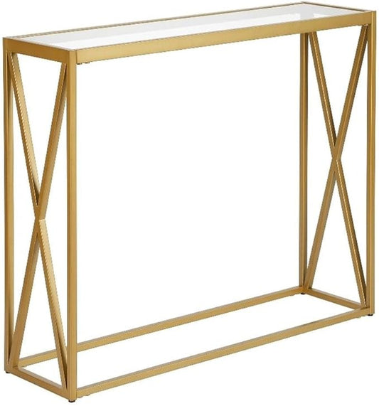 Arlo 36'' Wide Rectangular Console Table in Brass