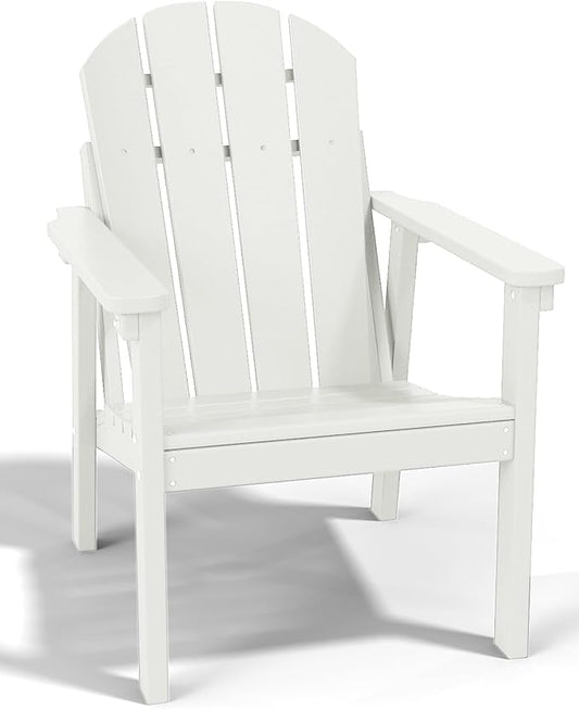 Adirondack Chair, All Weather HDPE Fire Pit Chairs, Oversized Plastic Adirondack Chair for Outdoor, Balcony, Deck, Backyard, Patio, Garden, Poolside, Lawn White