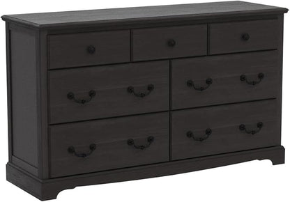 T4TREAM 7 Drawers Dresser Chests for Bedroom, Wood Vintage Chests of Drawers, Rustic Dressers Chset Organizer for Bedroom, Living Room, Hallway, Espresso