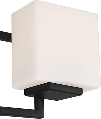 Possini Euro Design Lighting on The Square Modern Wall Mount Light Matte Black Aluminum Hardwired 21" 3-Light Fixture Opal Glass Shade for Bathroom Vanity Mirror House Living Room Home Hallway