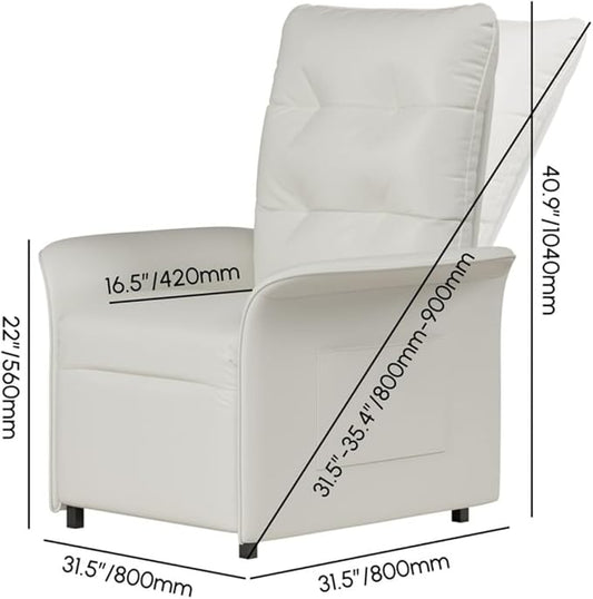 homary Power Recliner Accent Chair with Side Pocket High-Back 180° Recline Faux Leather Living Room Chairs, Comfy Chair for Bedroom Reading (White)