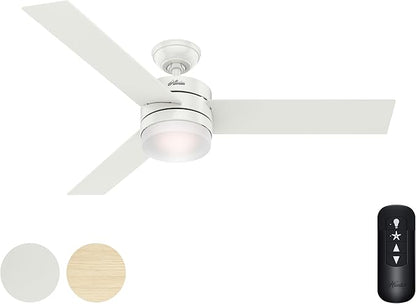 Hunter Fan 54 inch Contemporary Fresh White Indoor Ceiling Fan with Light Kit and Remote Control (Renewed)