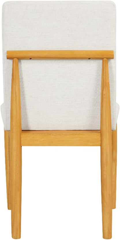 HomePop Modern Upholstered Farmhouse Dining Chairs - Cream White Textured Woven (Set of 2)