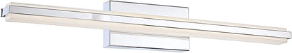 Possini Euro Design Eloe Mid Century Modern Wall Mount Light LED Chrome Silver Hardwired 31 1/4" Wide Light Bar Shade Fixture Painted White Glass for Bathroom Vanity Mirror House Home Room Decor