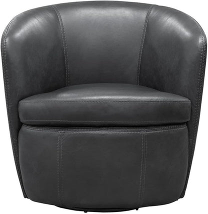 Pemberly Row Vintage Slate All Italian Leather Swivel Club Chair