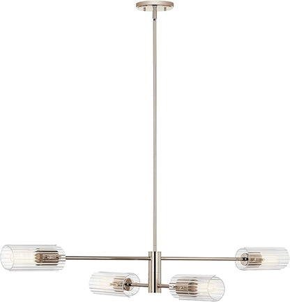 KICHLER Velestino 47.50" 4 Light Linear Chandelier in Polished Nickel, for Dining Room, Living Room, (7" x 47.50") 52681PN
