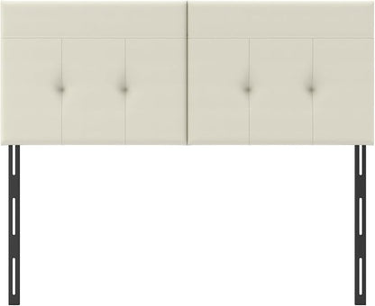 King Headboard Only with Adjustable Metal Legs, Faux Leather Upholstered Headboard King Size, Modern Stylish Headboard with Sunken Dot Design, Sturdy Bed Headboard for Bedroom, Ivory