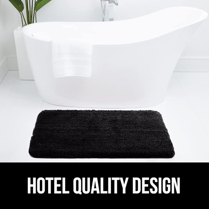 GORILLA GRIP Bathroom Rugs, 42x24, Ultra Soft Absorbent Mat, Thick Plush Bath Rug, Machine Washable, Microfiber Quick Dry, Mats for Shower, Bathtub and Floor, Home Decor Accessories, Black