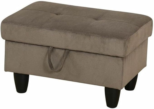 Ottoman Storage Ottoman Bench Corduroy Footrest Footstool with Hinged Lid for Living Room, Bedroom, Entryway, Brown, 28.5"X19"X17.5"