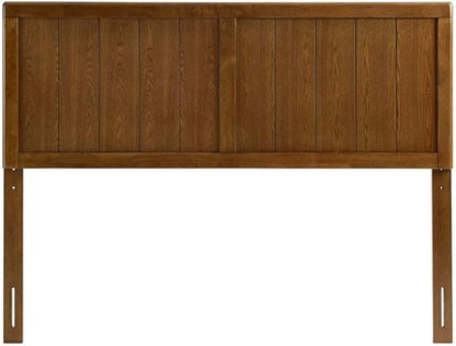 Pemberly Row Queen Modern Rubberwood and MDF Headboard in Walnut