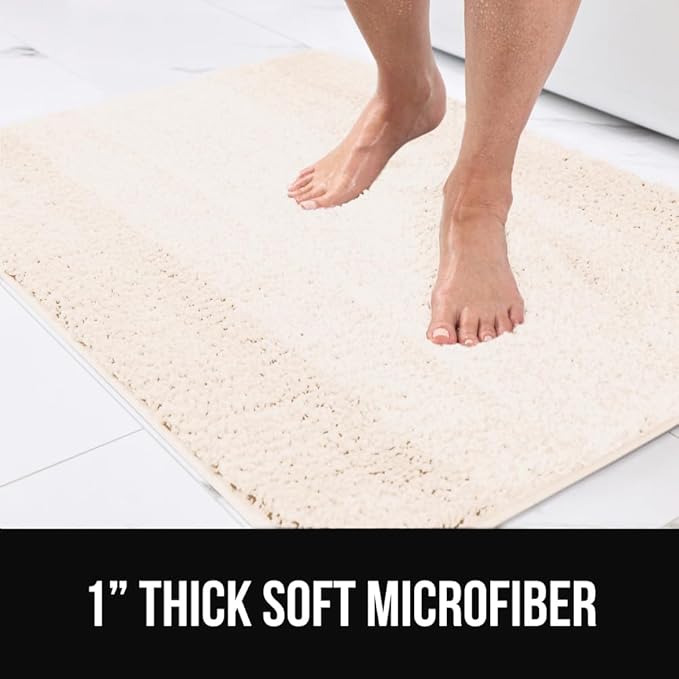 GORILLA GRIP Ultra Soft Plush Bathroom Rugs with Rubber Backing Set of 2, Absorbent Quick Dry Bath Mat, Machine Washable Shower Mats, Home Décor Accessories Bathmat Rug, 24x16 and 30x18 Ivory