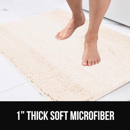 GORILLA GRIP Ultra Soft Plush Bathroom Rugs with Rubber Backing Set of 2, Absorbent Quick Dry Bath Mat, Machine Washable Shower Mats, Home Décor Accessories Bathmat Rug, 24x16 and 30x18 Ivory