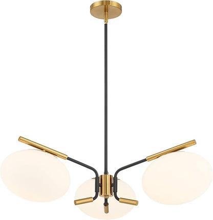 Possini Euro Design Possini Euro Gwynn 26 1/2" Black and Gold 3-Light Modern Chandelier