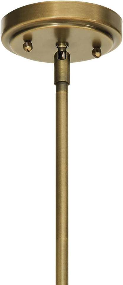 Everly 15.25" 1-Light Bell Pendant with Clear Seeded Glass in Brushed Natural Brass, for a Kitchen Island, Dining Nook, or Home Bar, (15.25" x 10.5") 42141NBRCS